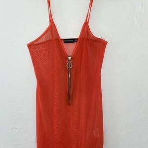 Sheer Fanta Orange Bodycon Dress